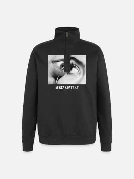 Augenkontakt Schwarzweiß - Quarter-Zip-Sweatshirt - Schwarz