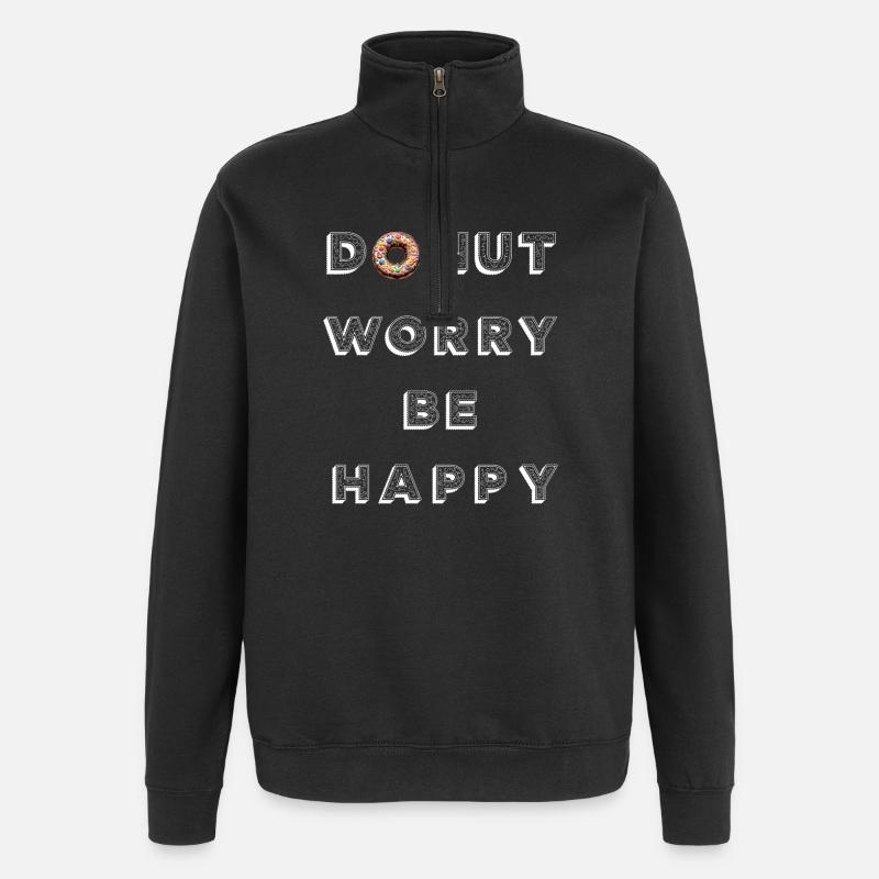 Donut Worry Be Happy - Quarter-Zip Sweatshirt - black