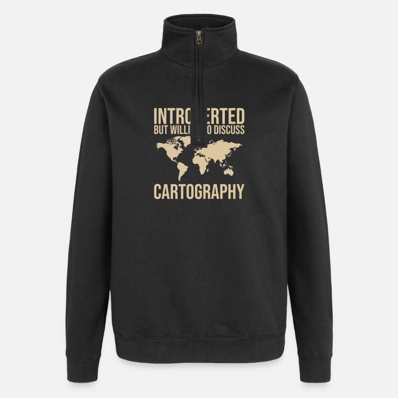 Conception cartographique - Sweat à zip 1/4 - noir