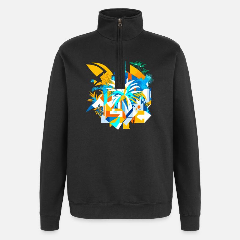 Abstract Summer - Quarter-Zip Sweatshirt - black