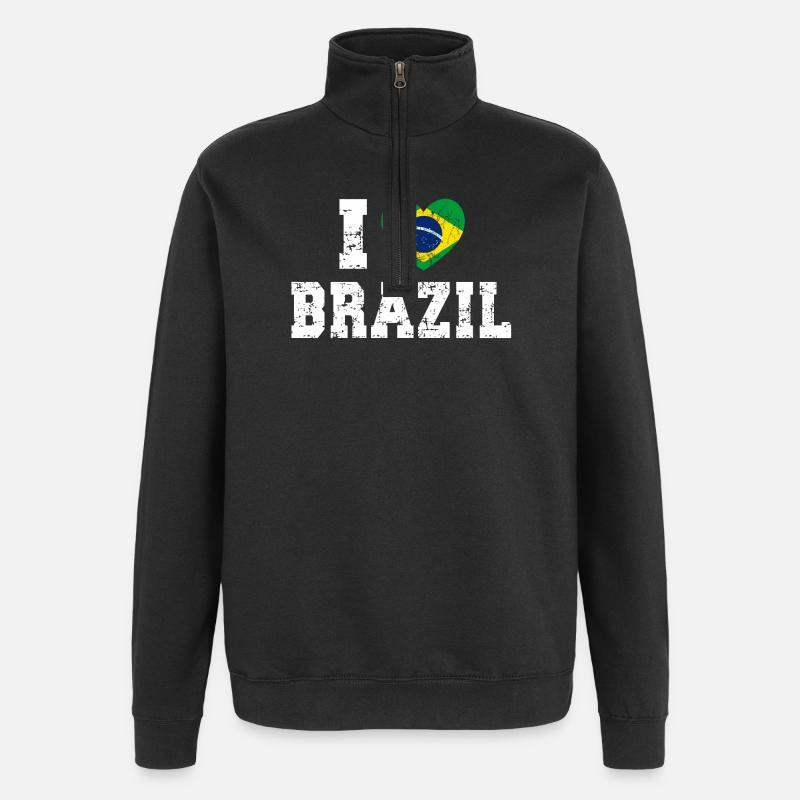 Brasilien - Quarter-Zip-Sweatshirt - Schwarz