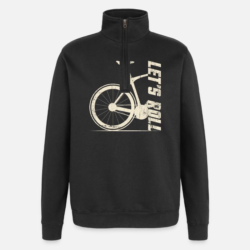 Silhouette rétro de vélo - Sweat à zip 1/4 - noir