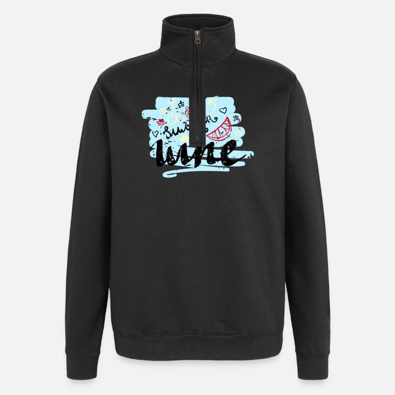 Sommer Scribble Früchte - Quarter-Zip-Sweatshirt - Schwarz