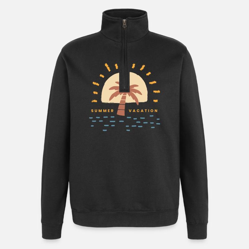 Logo de vacances Sunset Palm - Sweat à zip 1/4 - noir