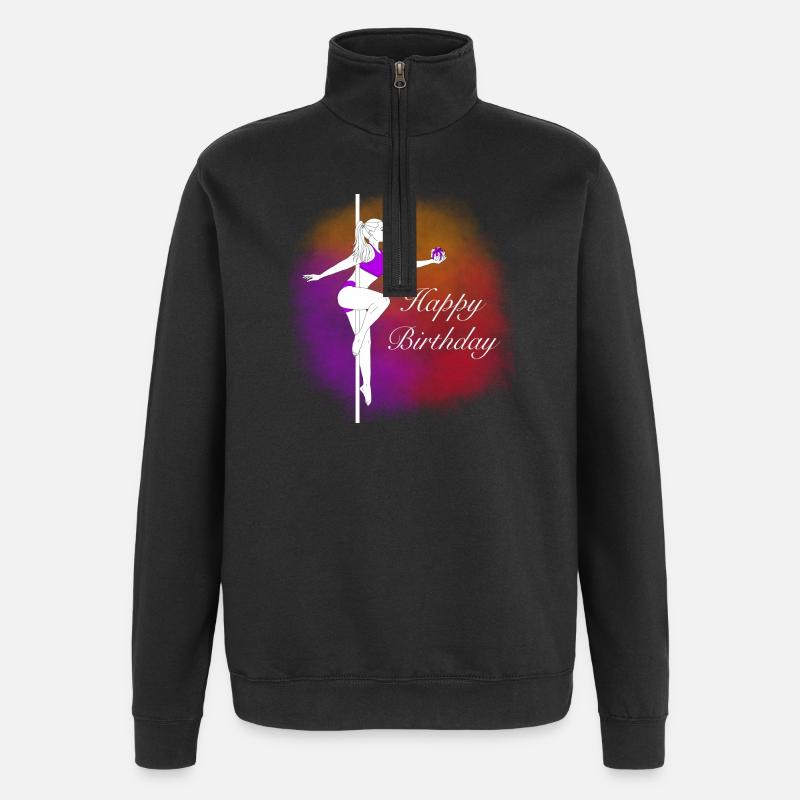 Pole Dance Birthday Gradient Illustration - Quarter-Zip Sweatshirt - black