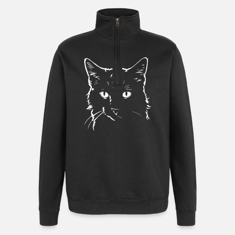 Katze 4 - Quarter-Zip-Sweatshirt - Schwarz