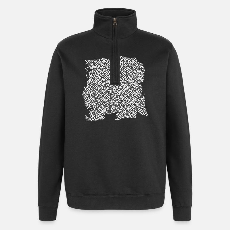 turing pattern weiss - Würmchen - Quarter-Zip-Sweatshirt - Schwarz
