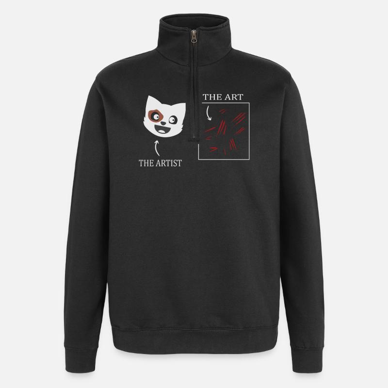 Katzen Kunst - Quarter-Zip-Sweatshirt - Schwarz