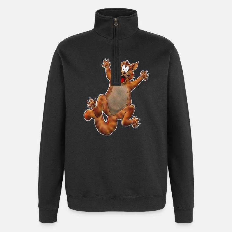 Crazy Cat - Quarter-Zip Sweatshirt - black