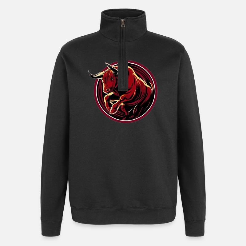 Wütender Stier - Quarter-Zip-Sweatshirt - Schwarz