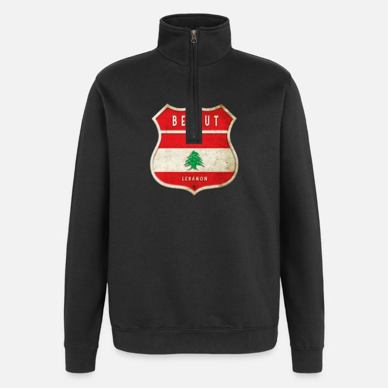 Beirut Libanon Wappen Flaggen Design - Quarter-Zip-Sweatshirt - Schwarz