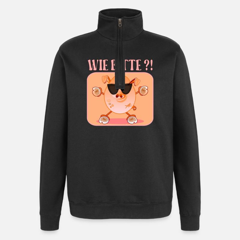Sau Schweine Aufregung - Quarter-Zip-Sweatshirt - Schwarz