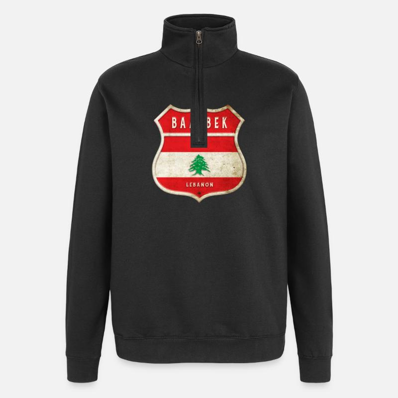 Baalbek Liban Armoiries Drapeaux Design - Sweat à zip 1/4 - noir