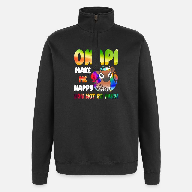Okapi Wächter des Waldes - Quarter-Zip-Sweatshirt - Schwarz