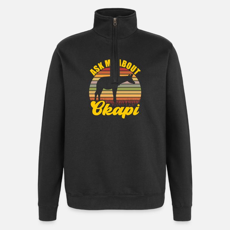 Okapi in der Wildnis entdecken - Quarter-Zip-Sweatshirt - Schwarz