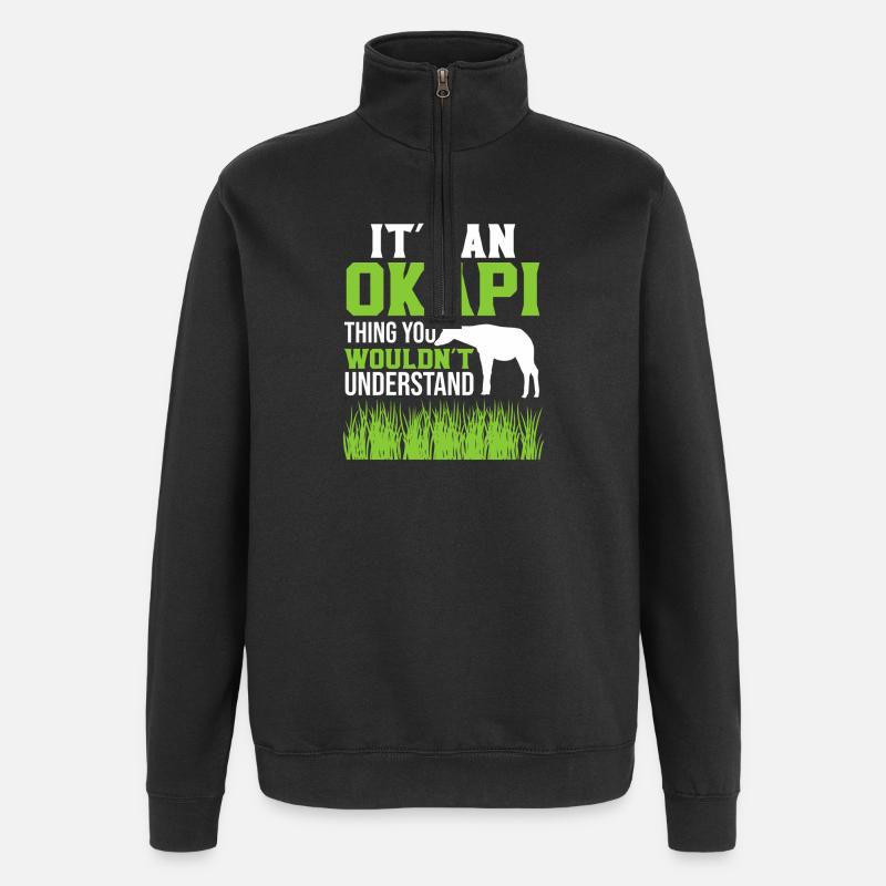 Okapi Zooabenteuer - Quarter-Zip-Sweatshirt - Schwarz