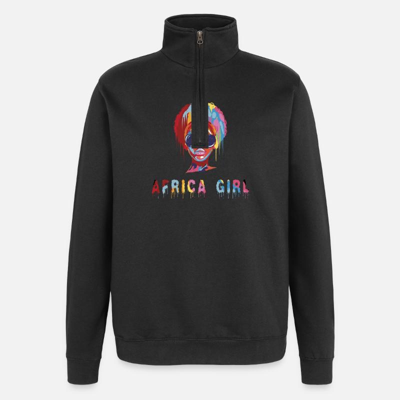 Afrikanisches Mädchen - Quarter-Zip-Sweatshirt - Schwarz