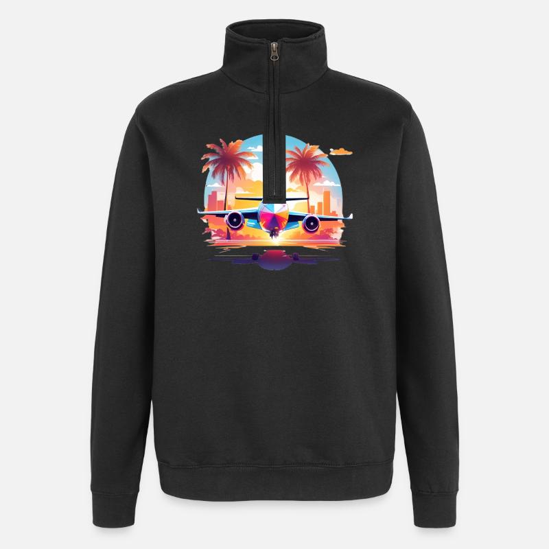 Miami Urlaub - Quarter-Zip-Sweatshirt - Schwarz