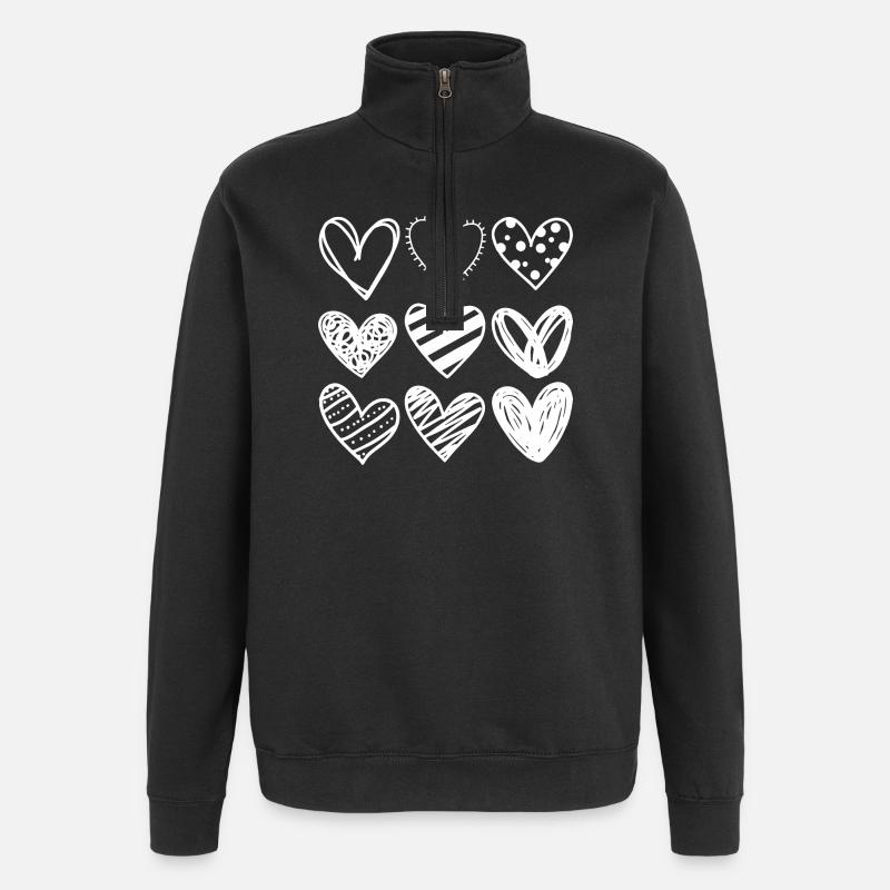 Doodle Herzen Sketchset - Quarter-Zip-Sweatshirt - Schwarz