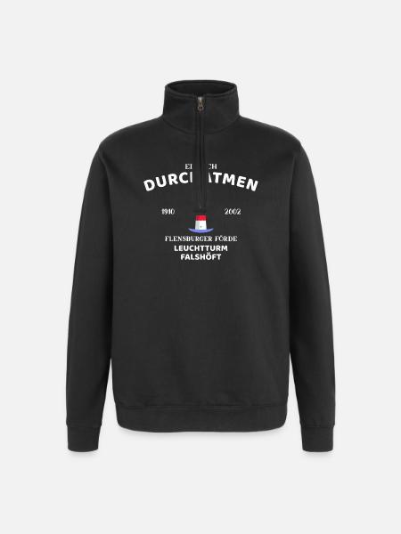 Flensburger Förde, Leuchtturm Falshöft, Durchatmen - Quarter-Zip-Sweatshirt - Schwarz