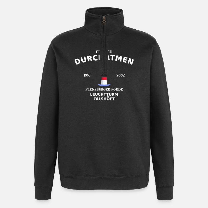 Flensburger Förde, Leuchtturm Falshöft, Durchatmen - Quarter-Zip-Sweatshirt - Schwarz
