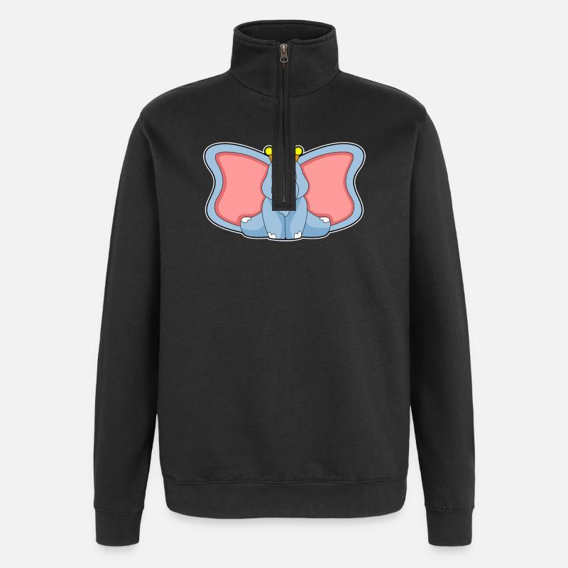 Elefant Krone - Quarter-Zip-Sweatshirt - Schwarz