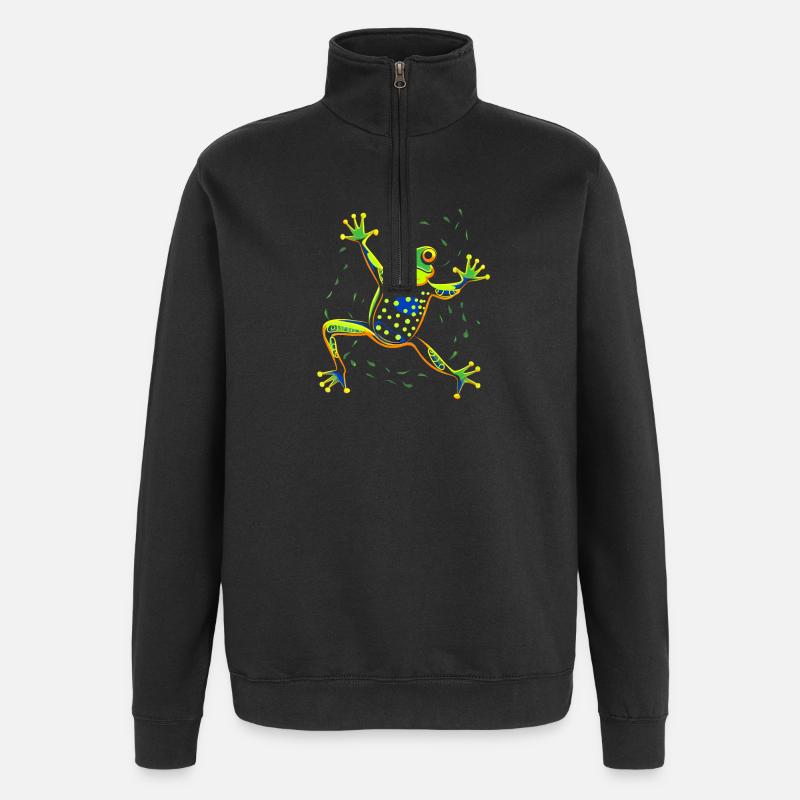 Dancing frog - Quarter-Zip-Sweatshirt - Schwarz