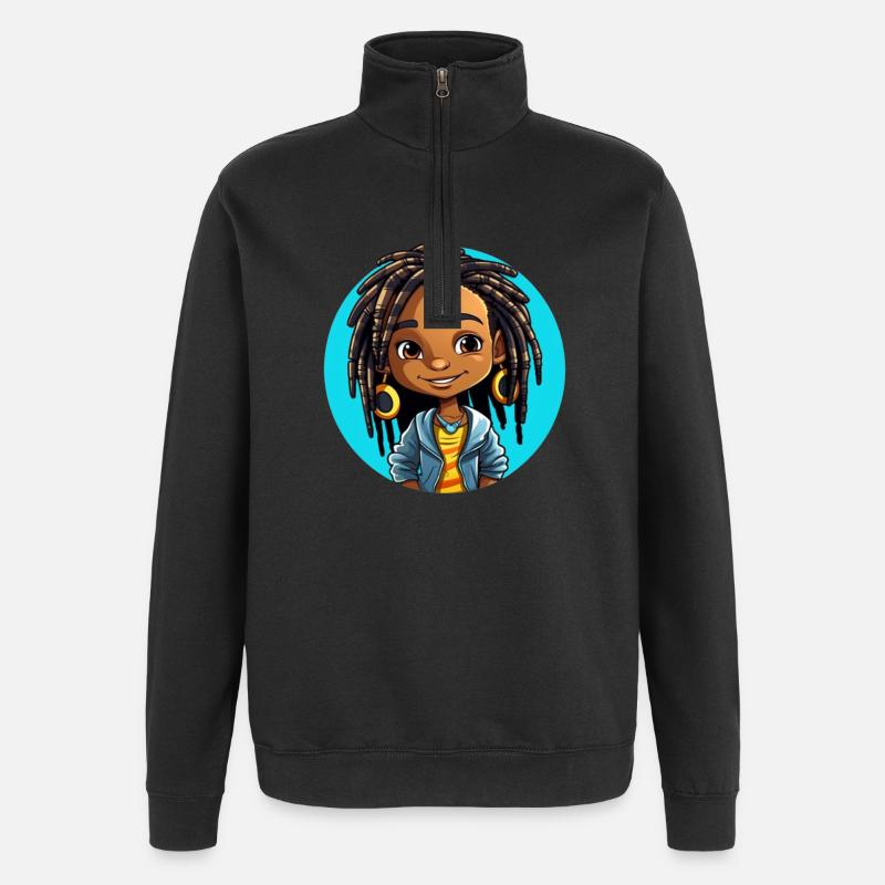Illustration de dreadlocks amusantes - Sweat à zip 1/4 - noir