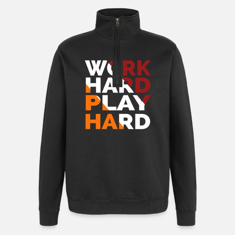 Travailler dur Jouer dur - Sweat à zip 1/4 - noir