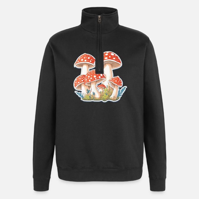Toadstools, mushrooms - Quarter-Zip Sweatshirt - black