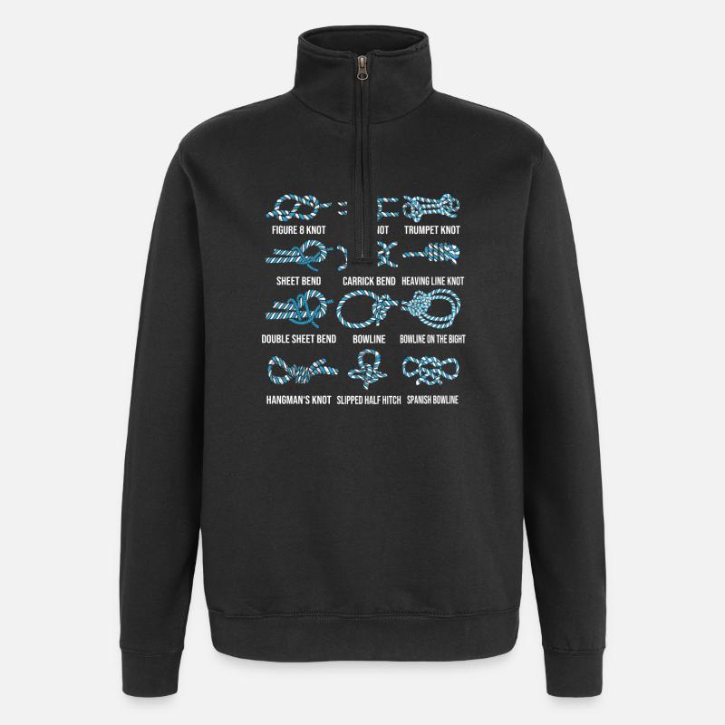 Sailing, sailboat, sailing knots, knotting - Quarter-Zip Sweatshirt - black