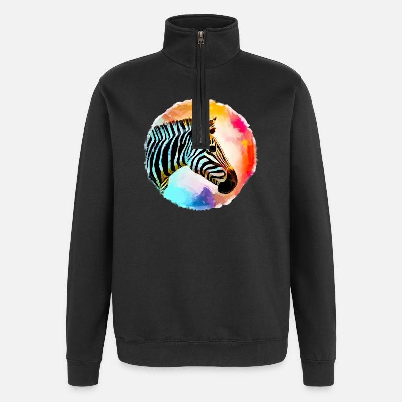 Zebra - Quarter-Zip-Sweatshirt - Schwarz