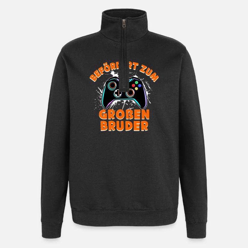 Bro Bruderherz Statement Stolzer Großer Bruder - Quarter-Zip-Sweatshirt - Schwarz