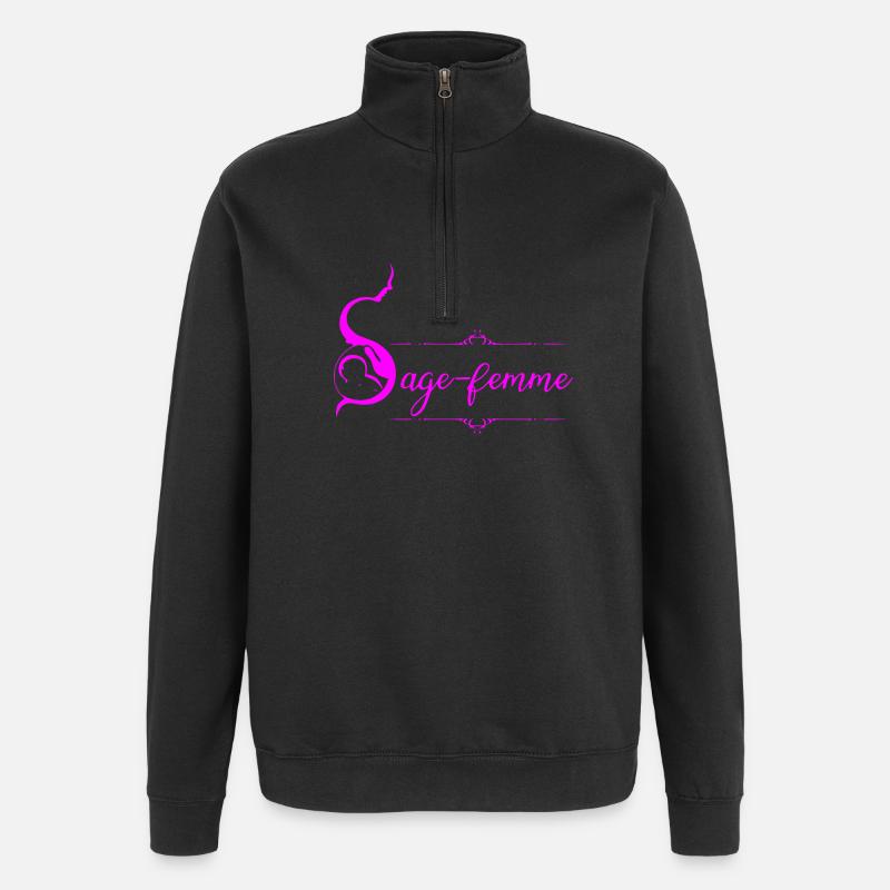 Hebamme - Quarter-Zip-Sweatshirt - Schwarz