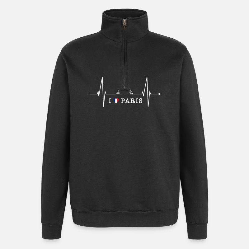 Paris Skyline Herzschlag Eiffelturm Frankreich - Quarter-Zip-Sweatshirt - Schwarz
