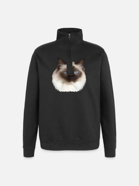 Fluffy Kitty - Quarter-Zip Sweatshirt - black