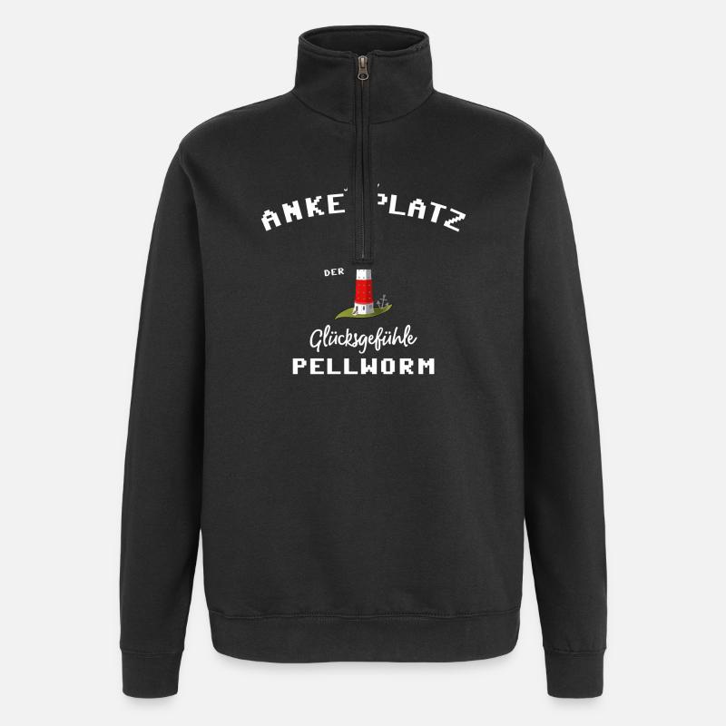 Pellworm , Ankerplatz der Glücksgefühle - Quarter-Zip-Sweatshirt - Schwarz