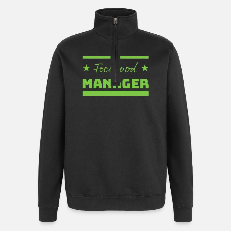 Tshirt Feelgood Manager Étoiles vert - Sweat à zip 1/4 - noir