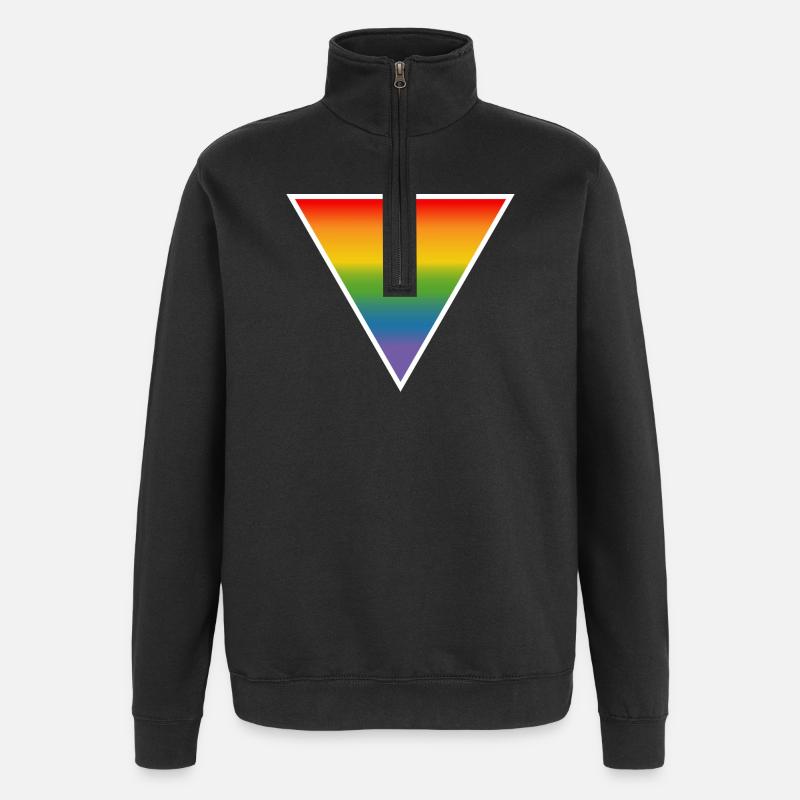 Regenbogen LGBTQIA triangle white - Quarter-Zip-Sweatshirt - Schwarz