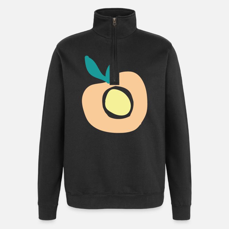 Pfirsich - Quarter-Zip-Sweatshirt - Schwarz