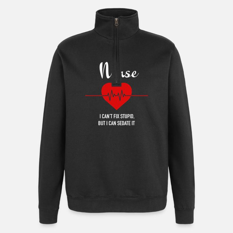 Infirmier - Sweat à zip 1/4 - noir