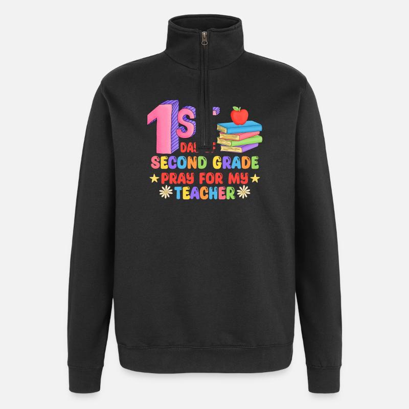 Second grade, back to school - Quarter-Zip Sweatshirt - black