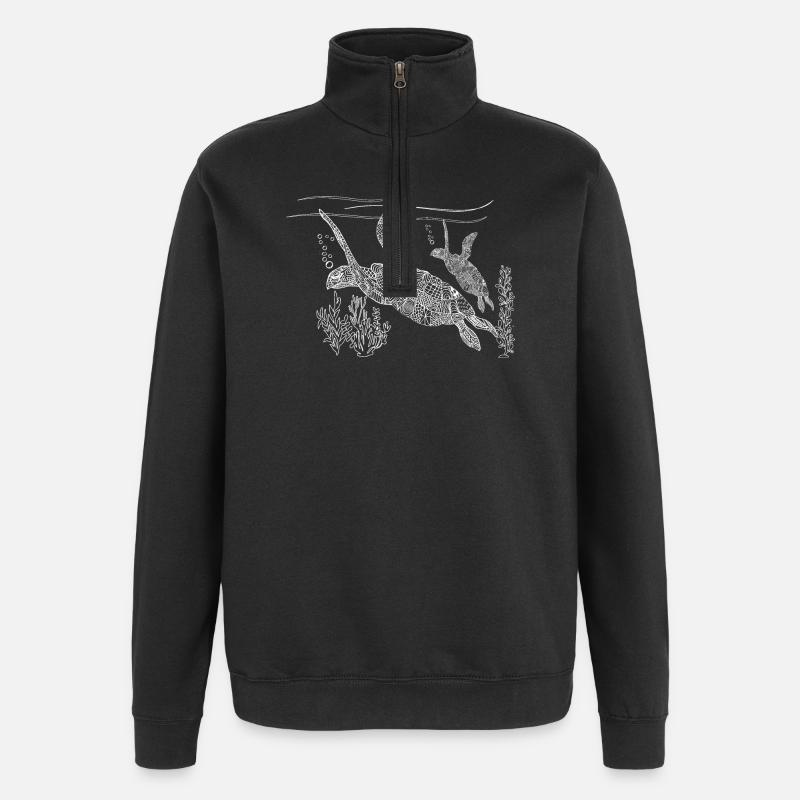 Water turtle - Quarter-Zip Sweatshirt - black