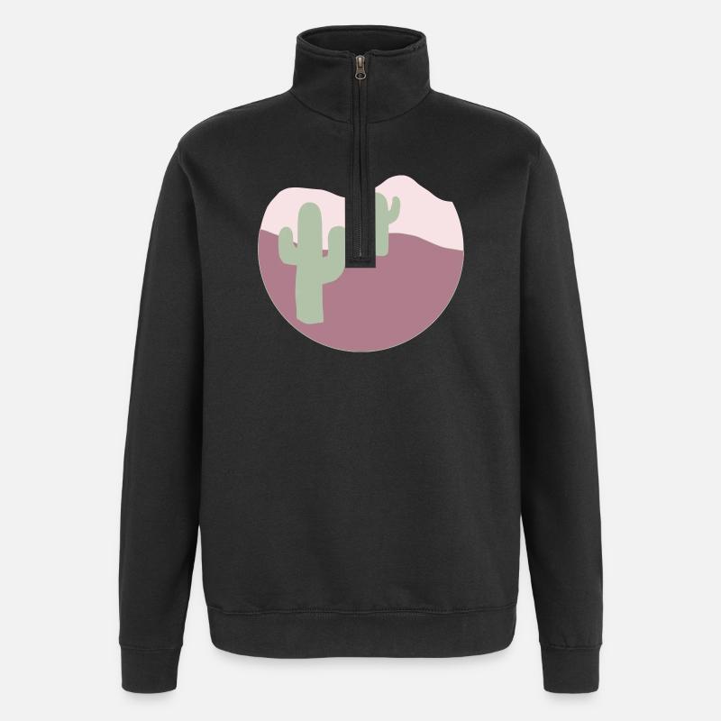 Désert avec des cactus - Sweat à zip 1/4 - noir