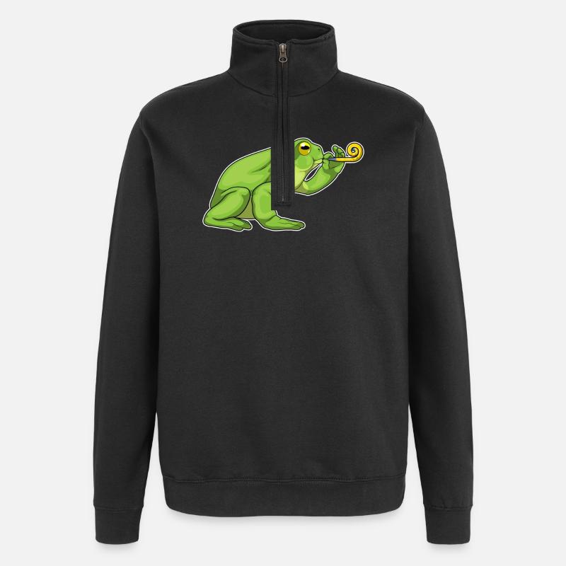 Frosch Party Tröte - Quarter-Zip-Sweatshirt - Schwarz