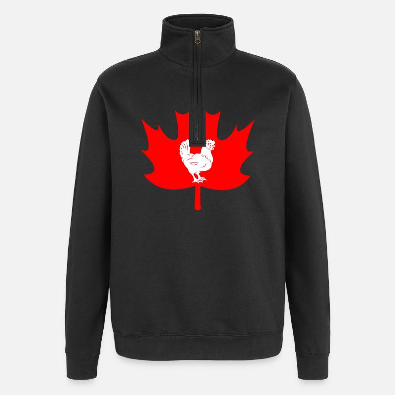 Canada maple leaf chicken logo - Quarter-Zip Sweatshirt - black