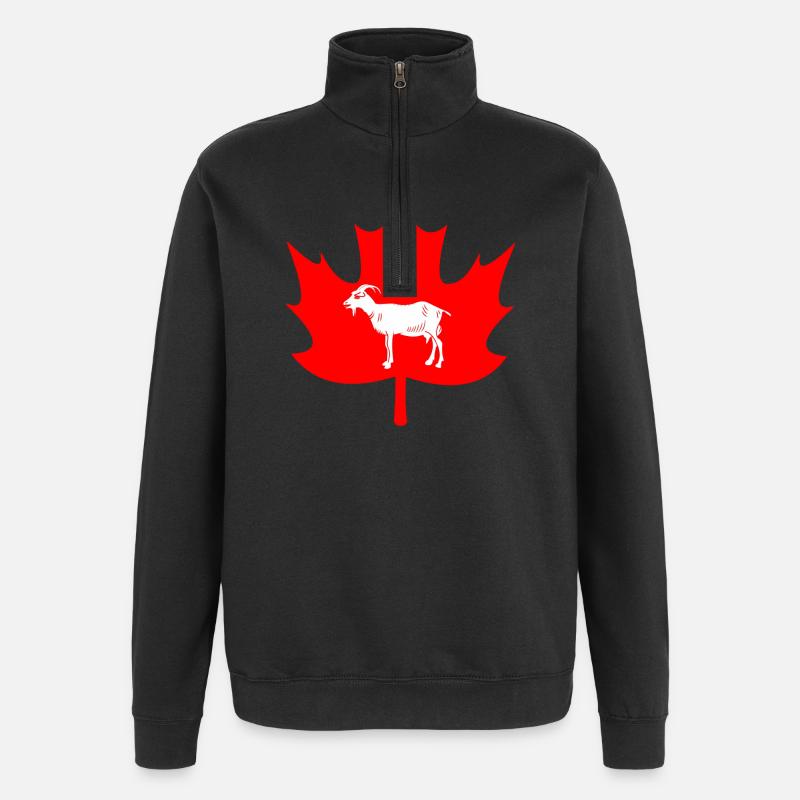 Canada maple leaf goat logo - Quarter-Zip Sweatshirt - black