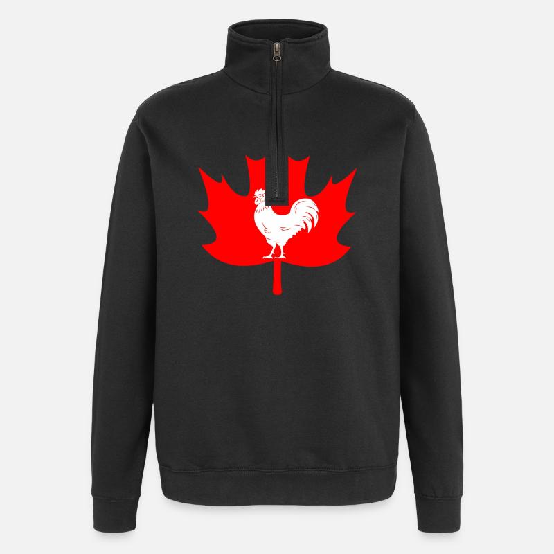 Canada maple leaf rooster logo - Quarter-Zip Sweatshirt - black