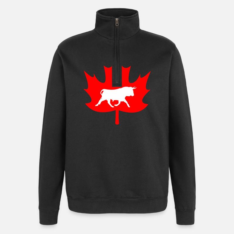 Canada maple leaf bull logo - Quarter-Zip Sweatshirt - black