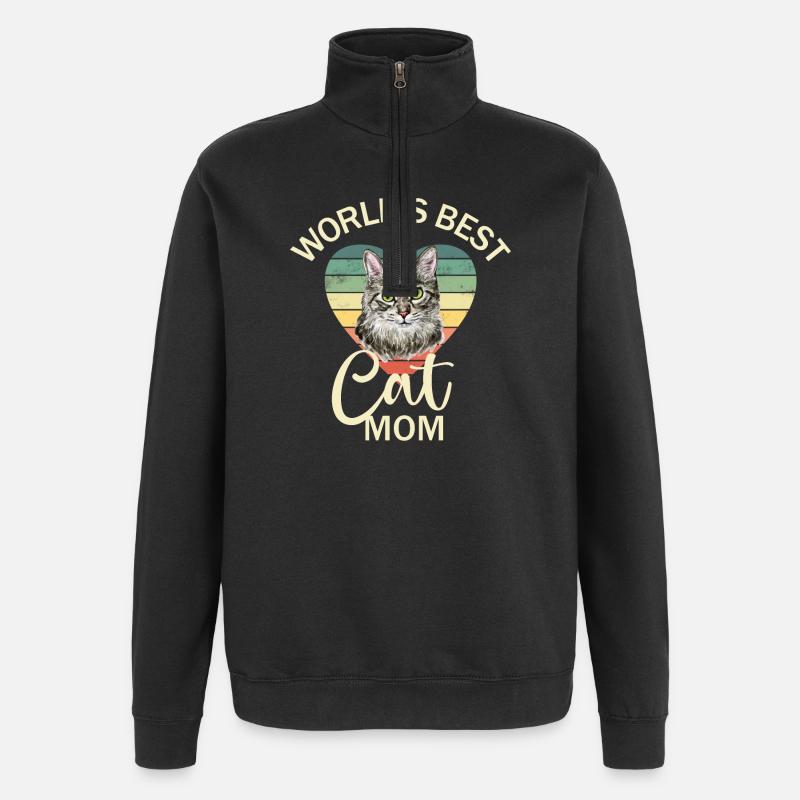 Cat Cat Mom - Quarter-Zip Sweatshirt - black